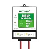 POTEK 10-Amp/130-Watt 12-Volt Solar Charge Controller Battery Regulator for Solar Panel