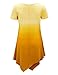 LL WT1051 Womens V Neck Short Sleeve Ombre Tunic Top L YELLOW