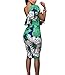 PRETTYGARDEN Women's One Off Shoulder Floral Printed Ruffle Chest Bodycon Midi Dress (Large, Style 1)