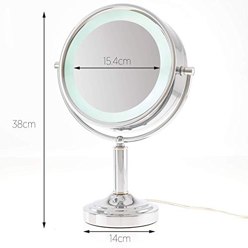 Danielle LED Lighted TwoSided Makeup Mirror, 15X Magnification, Chrome Pricepulse