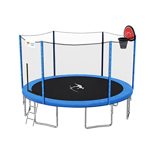 Kangaroo Hoppers 15 FT Trampoline with Safety Enclosure Net, Basketball