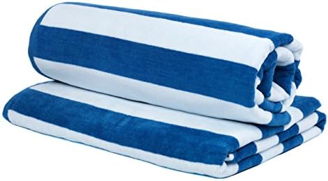 Premium 100% Cotton Large Bath Towel, Pool Towel (33" X 70") Natural, Soft and Quick Drying - Set of 2 (Blue)