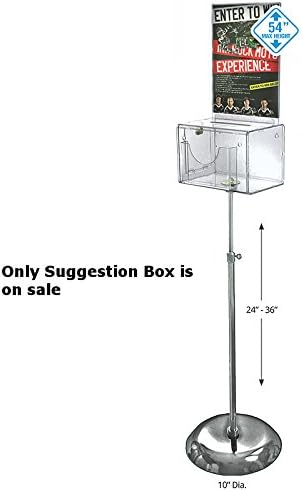 Large Clear Suggestion Box w/ Pocket, Lock & Keys on Pedestal 9"Wx6.25"Dx6.25"H
