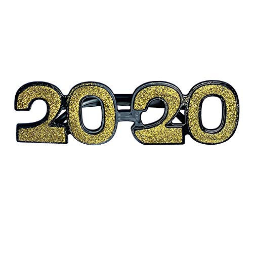 JulysGift 2020 New Year's Glittered Plastic Party Glasses Graduation Celebration Eyeglasses, 6 Count (Glittered-01)