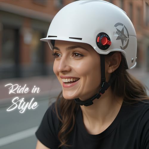 Aishini Bike Helmet Mountain & Road Bicycle Helmets for Men Women with Clear Visor Removable Goggle, Cycling Helmet, Adult Vespa Helmet, Multi-Sport Protection for Skating, Scooter, Skateboarding
