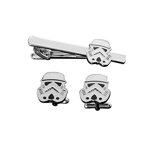 Star Wars Storm Trooper Head Movie Mens/Boys Tie Bar/Clip and Cufflinks Gift Set with Gift Box