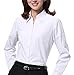 Dioufond Women V-Neck Long Sleeve Button Down Shirt Formal Work Wear Blouse Tops(US M,White)