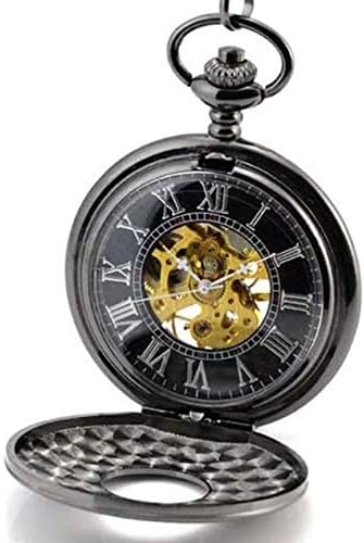 メンズメカニカルハンドウィンドフォブウォッチブラックヴィンテージ懐中時計アナログディスプレイファッション懐中時計ギフト