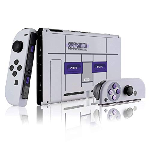 DIY Replacement Shell Case Set for Nintendo Switch, Full Set Buttons Soft Touch Grip Back Plate for Nintendo Switch Console, NS NX Joycon Handheld Controller Housing - Full Set SNES