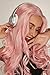Ebingoo Natural Long Wavy Middle Part Pink Synthetic Lace Front Wig for Women Girls 26 inch( with Wig Cap)