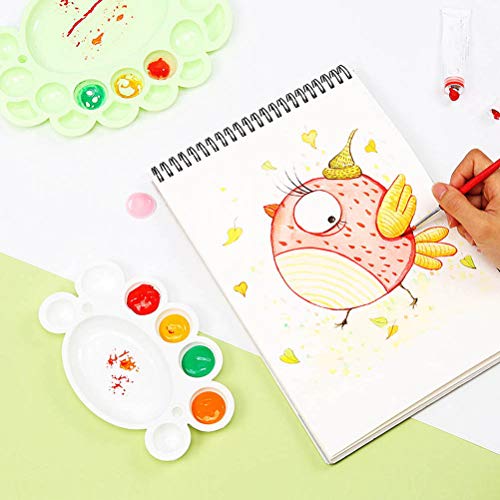 WODE Shop 11 Pieces Artist Paint Brushes Set, 10 Pieces Children Tempera Paint Brush with 1 Paint Tray Palette Plastic Hog Bristle Brushes for Watercolor Oil Acrylic Painting Students Kids Beginners
