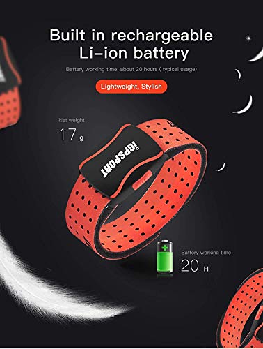 iGPSPORT Heart Rate Monitor Armband Optical HR60 Sensor with ANT+ and Bluetooth - Red