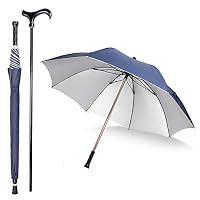 Saiveina 2-in-1 Separable Walking Stick Umbrella, Windproof UV Protection Cane Umbrella (Navy Blue)