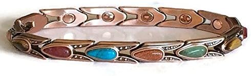 Ladies Therapy Magnetic Copper Multi-Stone Bracelet