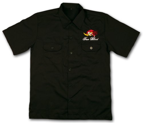 Mr. Horsepower Men's Casual Work Shirt Rockabilly Tattoo Worker embroidery 2XL