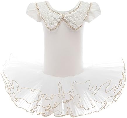 XTS Toddlers Kids Girl Dance Bow Costumes Tutu Ballet Dress Dancewear with Peter Pan Collar