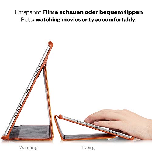 KAVAJ Case Leather Cover Berlin Works with Apple iPad Air 3 2019 & iPad Pro 10.5" Cognac-Brown Genuine Cowhide Leather with Built-in Stand Auto Wake/Sleep Function. Slim Fit Smart Folio Covers - Thumbnail 5