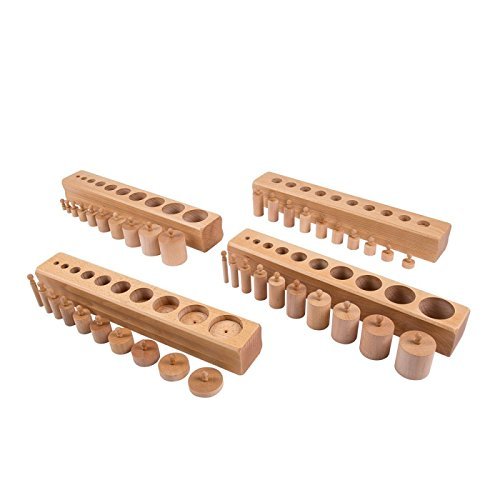 Montessori Sensorial Materials Cylinder Blocks (set of 4) - Beechwood for Toddler Early Learning Toy