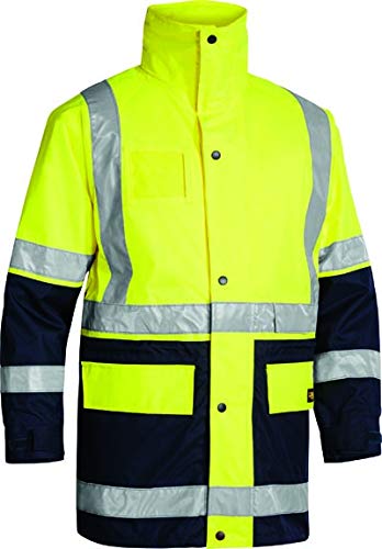 Bisley Workwear UKBK6975_TT04 Rain Jacket Two Tone Hi-Vis Long Sleeve 5-in-1 - Yellow/Navy, 4XL