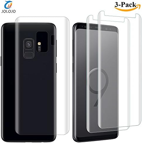JOLOJO Galaxy S9 Plus Screen Protector 3 Pack [Front and back] 9H Tempered Glass Front + Soft Back Case Friendly [HD Clear][Easy Installation] for Samsung Galaxy S9 Plus 6.2 inch-Clear