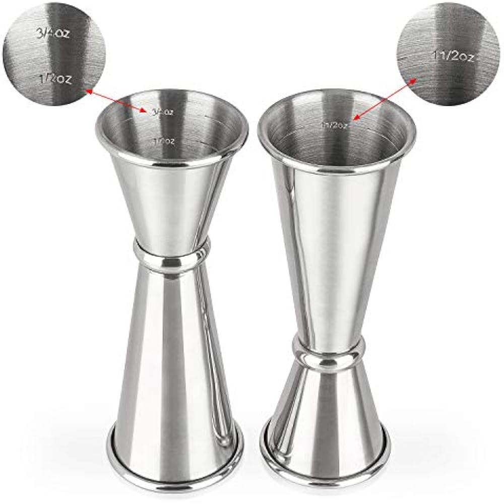 3PCS Double Jigger & Cocktail Jiggers Stainless Steel 1 Ounce X 2