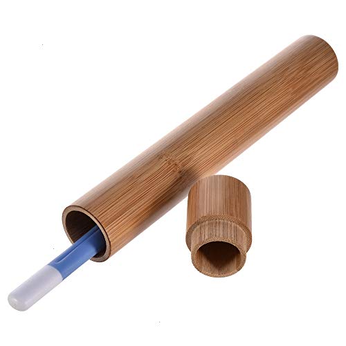 Feeko Toothbrush Holder, 2 Pack Bamboo Travel Toothbrush and Toothpaste Case Cover Container Storage for Traveling Home School
