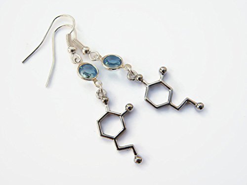 Dopamine Molecule Birthstone Earrings, Science Laboratory Earrings, Scientist Jewelry, Personalized Gift