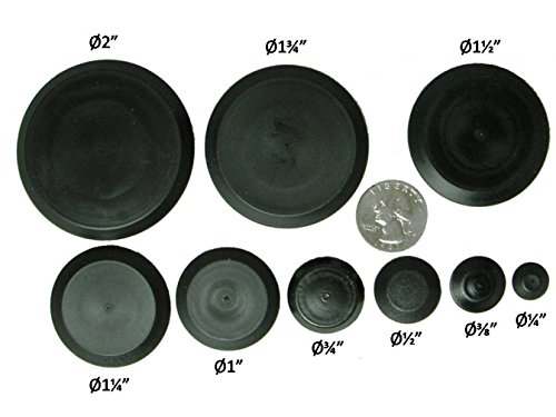 50 Piece Flush Mount Black Hole Plug Assortment for Auto Body and Sheet Metal