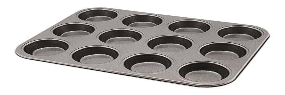 Genware NEV-MT-CS12 Carbon Steel Non-Stick Muffin Tray with 12 Cups