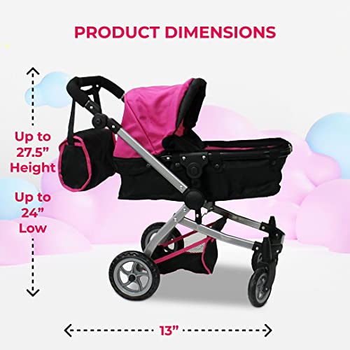 Mommy & Me Babyboo Doll Pram Foldable Doll Stroller with Basket