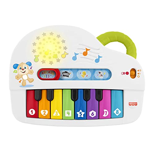 Fisher-Price Pianoforte di Cagnolino Ridi & Impara, Pianoforte Giocattolo Portatile con Luci, Musica, Versi degli Animali, Contenuti Educativi e 4 Modalita di Gioco, Edizione: Tedesco, GFK01