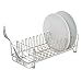 mDesign Compact Kitchen Dish Drainer Rack for Drying Glasses, Silverware, Bowls, Plates - Satin/Clear
