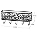 Key Hooks for Wall with Mail Holder and Organizer by My Tidy Family - Metal Basket with Hanging Hooks for organizing Keys Mail Sunglasses Cell Phone Lipstick Lanyards Wallets and Other Accessories