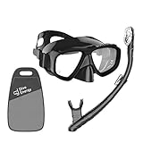 No Fog Snorkeling Set - Anti-Fogging Protection with Tempered Glass - Clear View Snorkel Mask - Easy Breathing, No Leaks Mask Snorkel Set + Carry Bag