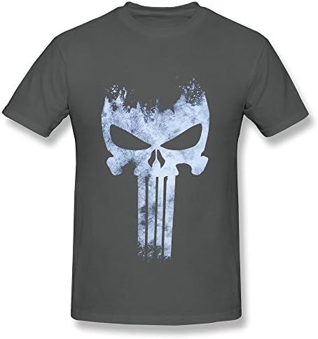 BOAIS Marvel Comics Punisher Logo Graphic Men's Soft Navy T-Shirt DeepHeather Medium