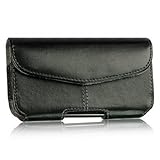 VMG For New Apple iPhone 5 LATEST MODEL Horizontal Belt Clip Holster Case - Black Leather VELCRO Belt Clip Holster Case w/ Built-In Belt Clip for New Apple iPhone 5 16GB 32GB 64GB AT&T Sprint Verizon Cell Phone by VANMOBILEGEAR