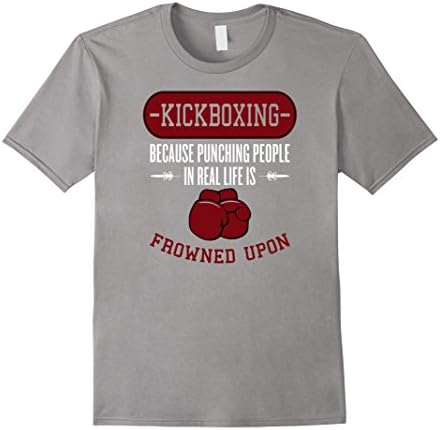 Mens Kickboxing T-Shirt - Frowned Upon Kickboxing Shirt Large Slate