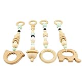 4pcs Silicone Shower Gift Bed Toys Child Montessori Baby Teether Wood Baby Play Gym Ball Beech Baby Teething Beads