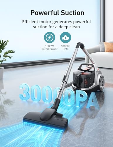 Aspiron Canister Vacuum Cleaner, 40Kpa Bagless Vacuum Cleaners photo 9