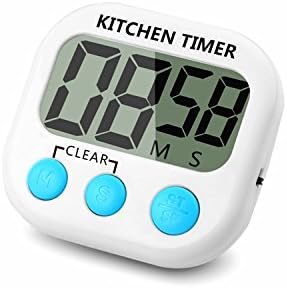 ChefBox Upgraded Compact Digital Kitchen Timer, Large LCD Display, Volume Adjustable, Back Strengthen Magnetic, Auto Shutdown, Battery Included-White (upgraded)
