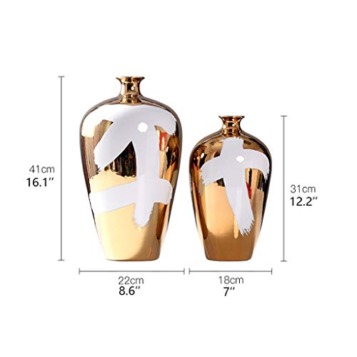 Home Flower Vase Ceramic Abstract Vase Gold and White Home Decor