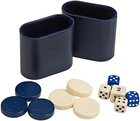 Complete Backgammon Accessory Kit with 1.25 in. Checkers - Blue/Ivory
