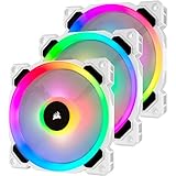 Corsair LL Series, LL120 RGB, 120mm RGB LED Fan, Triple Pack with Lighting Node PRO- White, Lighting Node PRO Included, LL120 RGB White