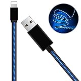 Charging Cables,AoLiPlus 6FT Visible Flowing EL Light LED Charging Cords Sync Data Cord Compatible with Phone 7/7 Plus/ 6/6 Plus/ 6s/ 6s Plus /5/5s/SE Pad/Pod and More 1.8M - Blue