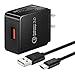 Quick Charge 3.0 18W USB Wall Charger 5 Foot USB C Cable Compatible for Asus Zenpad Z10 ZT500KL(Not Fit Zenpad 10 Z300), ZenPad 3S 10, ZenPad S 8 Z580CA; Samsung Galaxy Tabpro S / Tab S3