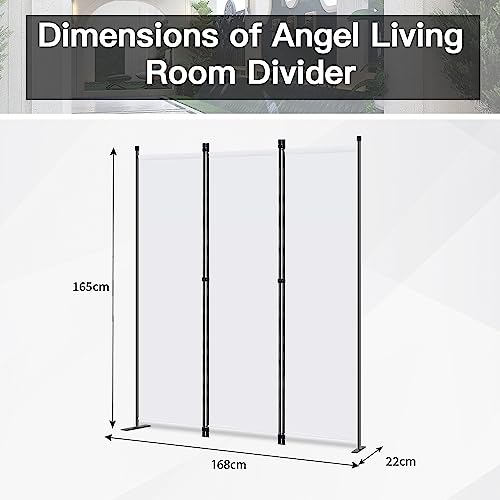Angel Living 3 Panel Room Dividers Room Dividers Independent Panel Divider Wall Divider Visual Divider for Offices Bedroom 168 x 165 cm (White)