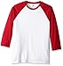 Hanes Men's X-Temp Raglan Baseball Tee, White/Deep Red, Small