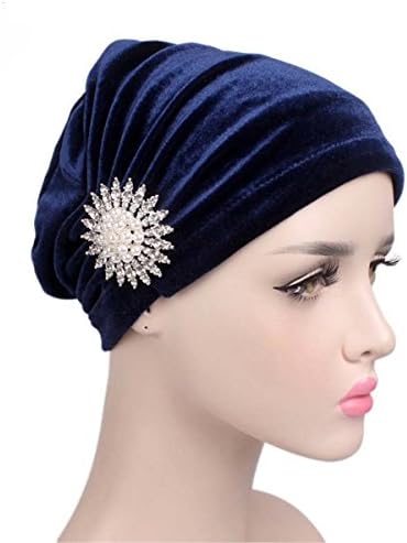 TTjII Twist Pleated Hair Wrap Stretch Turban,Abbey Cap Women's Knit Chemo Hat Snood Beanie Scarf, Turban Headwear for Cancer Patients,Soft Sleep Hats Velvet S3 (6)