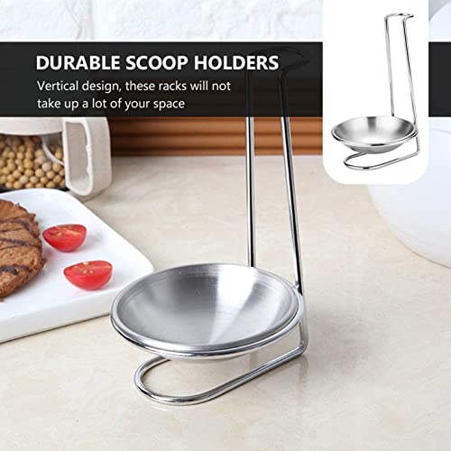 2pcs Stainless Steel Double Ladles Holder Vertical Spoon Rest Cooking Utensils Stand Tray or Hotpot Restaurant, Buffet, Fast Food Restaurant Kitchen Decor