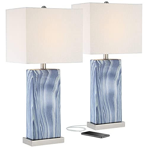 360 Lighting Connie Modern Table Lamps 25" Tall Set of 2 with USB